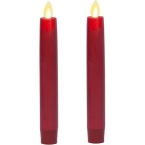 Luminara Flameless Battery Operated Taper Candle, LED Flickering Flame - Red